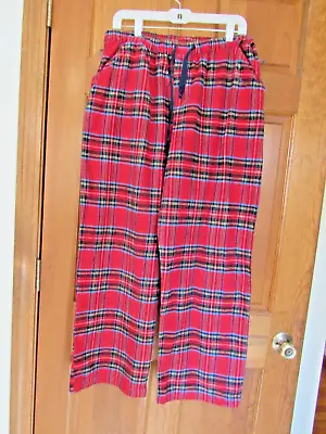 $60 Vermont Country Store Pants Cotton Flannel PJ Lounge Bottoms Red Pocket L 36 • $18