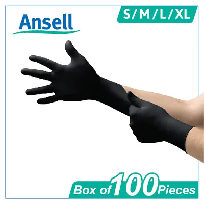 Disposable Mechanic Gloves Black Nitrile Work Tattoo Ansell MicroFlex 100 Pieces • $22