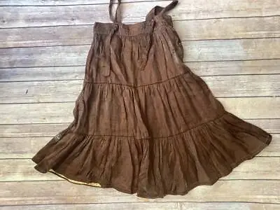 Matilda Jane Sz 8 Westside Yama + Coca Brown Silk Knot Dress Vintage B9 • $23.99