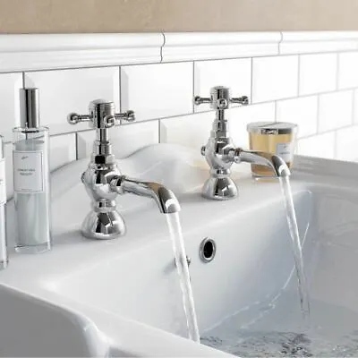 Kano Traditional Chrome Bathroom Basin Tap Set - Premium Solid Brass • £44.99