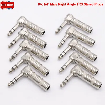10x 1/4  Male Right Angle TRS Stereo Audio Cable Plugs 6.35mm Connector Adapter • $19.79