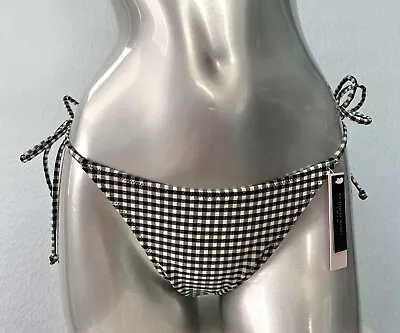 Victorias Secret Swim Bottom Nwt Black Gingham Swim Bikini String Side Tie • $19.99