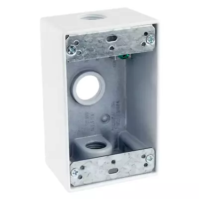 1-Gang Metallic Weatherproof Box With (3) 1/2 In. Holes White • $6.12