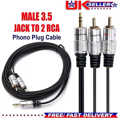 £5.69 • Buy PURE OFC SHIELDED AUX 3.5mm Jack To 2 X RCA Audio Cable Twin Phono Plugs Stereo