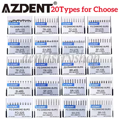 10pcs/box AZDENT Dental Diamond Burs Drills FG Burs For High Speed Handpiece  • $129.71