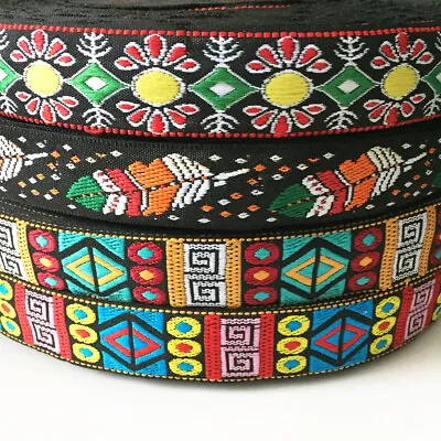 £1.89 • Buy Indian Geometric Tribal Embroidery Ethnic Jacquard Ribbon Trim Craft Scandi