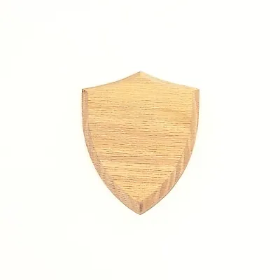 Solid Oak Shield Plaque Sign Blank Wooden Decoration Plinth Craft Stand • £7.99