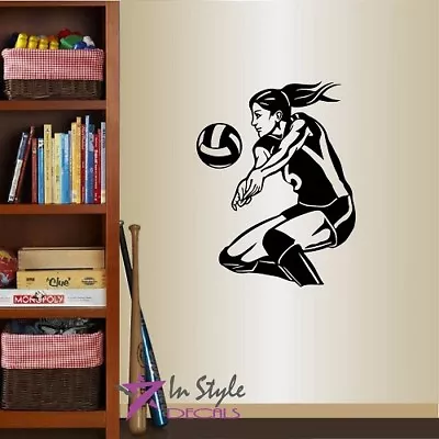 Vinyl Decal Girl Playing Volleyball Sport Team Volleyball Player Wall Decor 1556 • $27.99