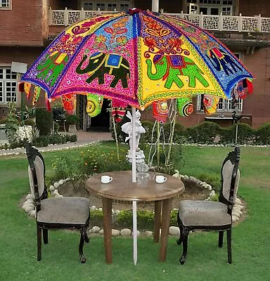$150.03 • Buy Indian Garden Parasols Peacock Sun Shade Patio Umbrella Embroidered Outdoor 
