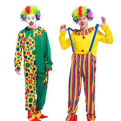 Clown Movie Adult Costumes Creepy Clown Men Halloween Costume Dress Up Jumpsuit • $27.44