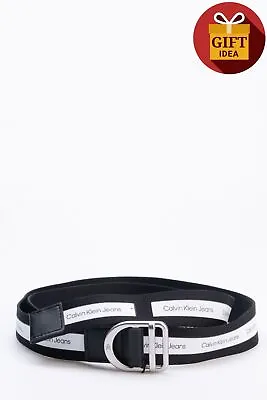 CALVIN KLEIN JEANS Long Webbing Belt Size 85/34 Coated Logo D Ring Slide Buckle • £0.99