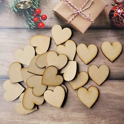 Wooden MDF Hearts Shape 3mm MDF Craft Shape Tags Embellishments Decoration • £1.99