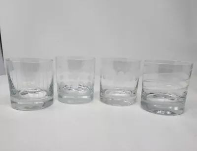 Mikasa Cheers Set Of 4 Etched Double Old Fashioned Whiskey Lowball Rock Glasses • $39.95