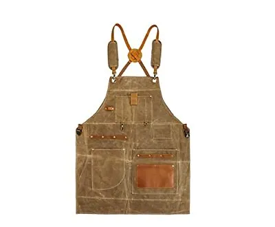 Work Apron With Tool Pockets - Heavy Duty Shop Apron For Woodworkers Mechanic... • $28.90