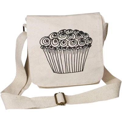 £11.99 • Buy 'Swirly Cupcake' Small Cotton Canvas Messenger Bag (MS00043129)