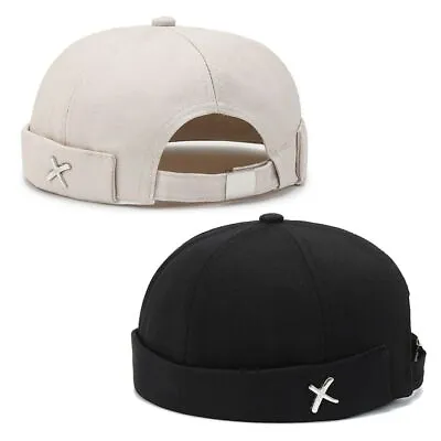 Cotton Brimless Docker Cap Solid Color Brimless Hat Bonnet Beanies  Winter • $11.05