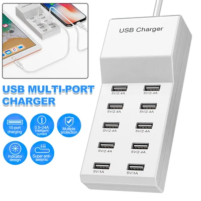 $22.99 • Buy Charging Station Multi Dock 10 Port USB Hub Power Adapter Phone Charger Desktop