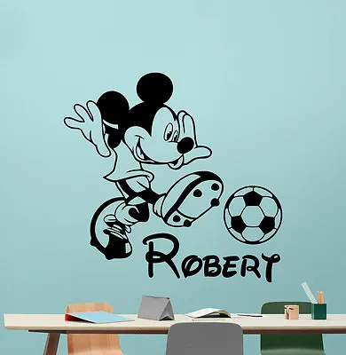 Personalized Mickey Mouse Wall Decal Soccer Boy Vinyl Sticker Decor Mural 113crt • $29.97