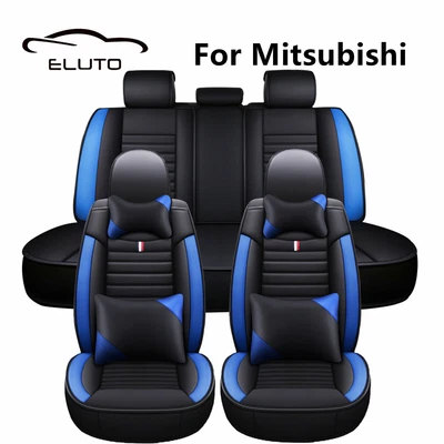 $95.69 • Buy For Mitsubishi 5 Seaters PU Leather Car Seat Covers Full Set Cushion Protector