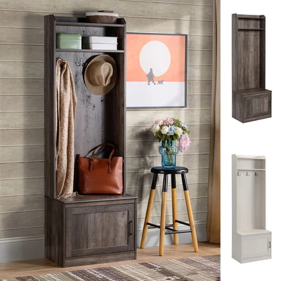 $142.99 • Buy Rustic Hall Tree With Shoe Storage Bench, Entryway Bench With Coat Rack