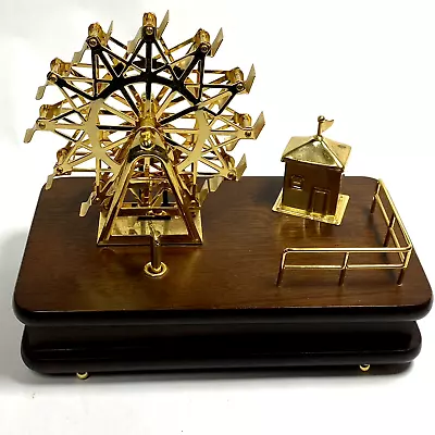 Animated Ferris Wheel Music Box Wood & Brass Plays It's A Small World Vintage • $39.50