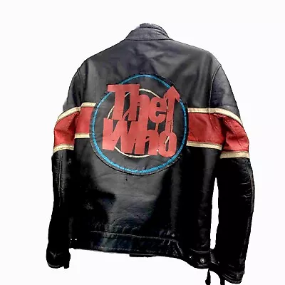 RARE THE WHO Vintage Wilson Leather Biker Jacket Size M Rock & Roll • $194
