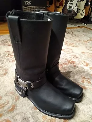 Milwaukee Black Leather S Toe Rear Zip Harness Motorcycle Boots Mb410 Mens 10.5d • $55.95