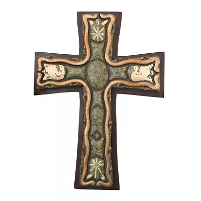 Crucifix Zarebski Mexican Mayan Aztec 3D Stone  Religious Art Vintage MCM • $150