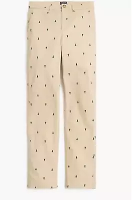 Nwt J. Crew Fir Tree Print High-rise Girlfriend Chino Cotton Khaki Pants 4 • $49.99