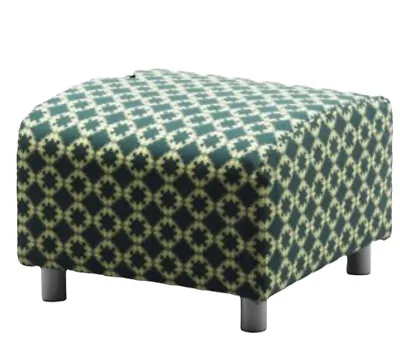 Ikea Klippan Ottoman Footstool Cover Cotton Discontinued Karrum Green  Abstract • £72.32