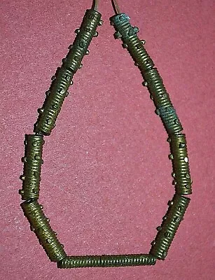 Antique Yoruba Tribal Handmade Brass Cylinder Metal Beads Nigeria African Trade • $22