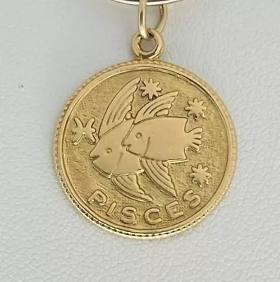 $237.37 • Buy 14K Solid Yellow Gold Pisces Fish Zodiac Sign Astrology Charm Pendant 3.73 Grams