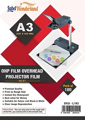 A3 /A4 OHP Inkjet And Laserjet Colour Clear Acetate Transparent Micron 115/100 • £4.49