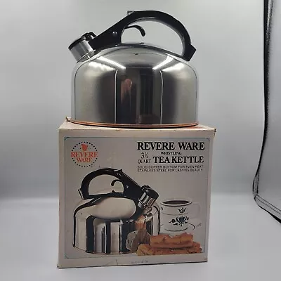 New Vintage Revere Ware 3.5 Qt Whistling Solid Copper Bottom Tea Kettle 3501 • $199.99