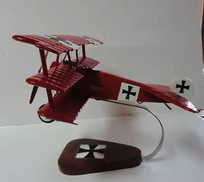 Handmade  Fokker Red Baron  Tri-Plane Mahogany  Desktop Display Model • $299