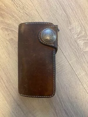 Vintage Biker Leather Long Wallet Brown • $91.58