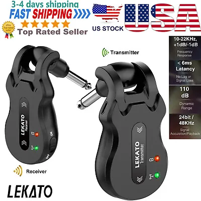 Lekato 5.8GHz Wireless Guitar System Transmitter Receiver Fit Bass Digital 100ft • $47.70