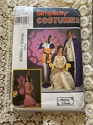 Simplicity 9229 Medieval Costume Pattern King Queen Jester Size XS-M 30-40 Uncut • $8.99