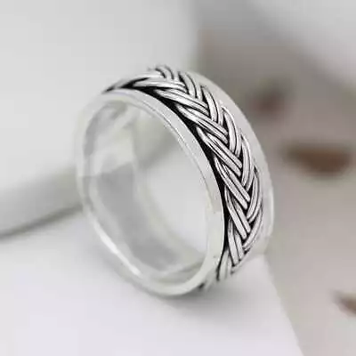 Spinning Ring 925 Sterling Silver Meditation Ring Fidget Ring Anxiety Ring • $12.34