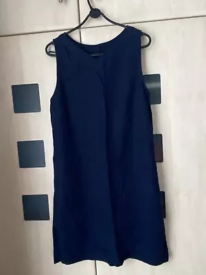 Marks & Spencer Navy  Sleeveless Linen Mix Dress Size 14. Good Condition • £12.99