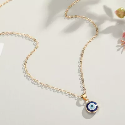 10mm Lucky Evil Eye Pendant Necklace Clavicle Chain Turkish Women Jewelry Gift • $0.91