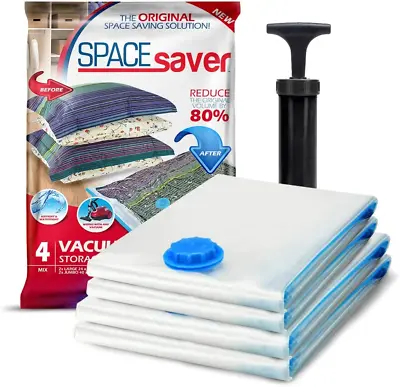 Variety 4 Pack |  Vacuum Storage Bags Save 80% On Clothes Storage Space - Vacuum • $25.43