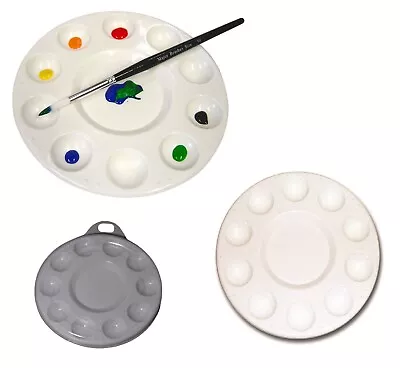 Artist 10 Well Circular Round Paint Mixing Palette + Lid Watercolour Acrylic Oil • £4.49
