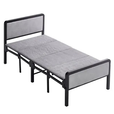 3ft Fold Portable Guest Bed Padded Camping Sleeping Student Metal Bedstead Frame • £125.95