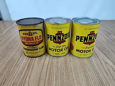 Vintage PENNZOIL Motor Oil Cans Quart Lot Of 3 Gas Station Advertising Auto • $18