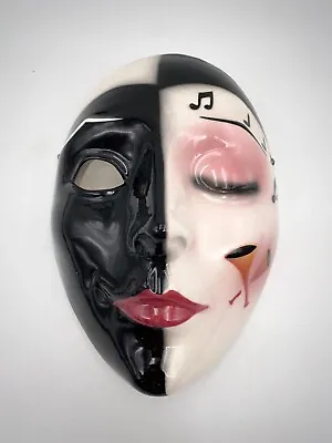 Vintage 1989 Decorative Ceramic Mask By CLAY ART - Harlequin Face W/Music Notes • $9.99