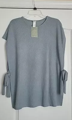 NWT H&M Women’s Pale Blue  Knit Tied Side Slit Pullover Sweater Vest Large  • $17.95