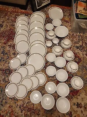 Vintage Set For 6 Corelle Spring Blossom Crazy Daisy Green Dinnerware 52 Pieces • $185