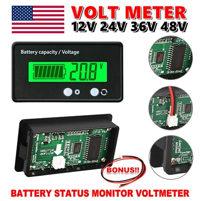 12V-48V Battery Capacity LCD Indicator Voltage Voltmeter Monitor Meter Caravan • $8.99