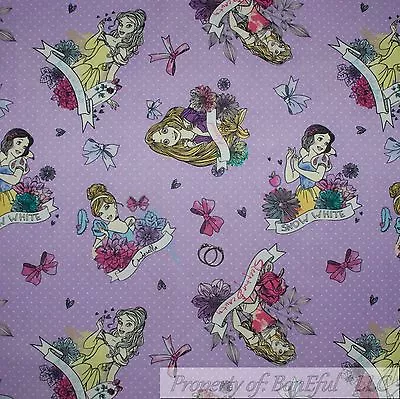 $8.20 • Buy BonEful Fabric FQ Cotton Quilt Purple Dot Disney Princess Girl Snow White Mask S
